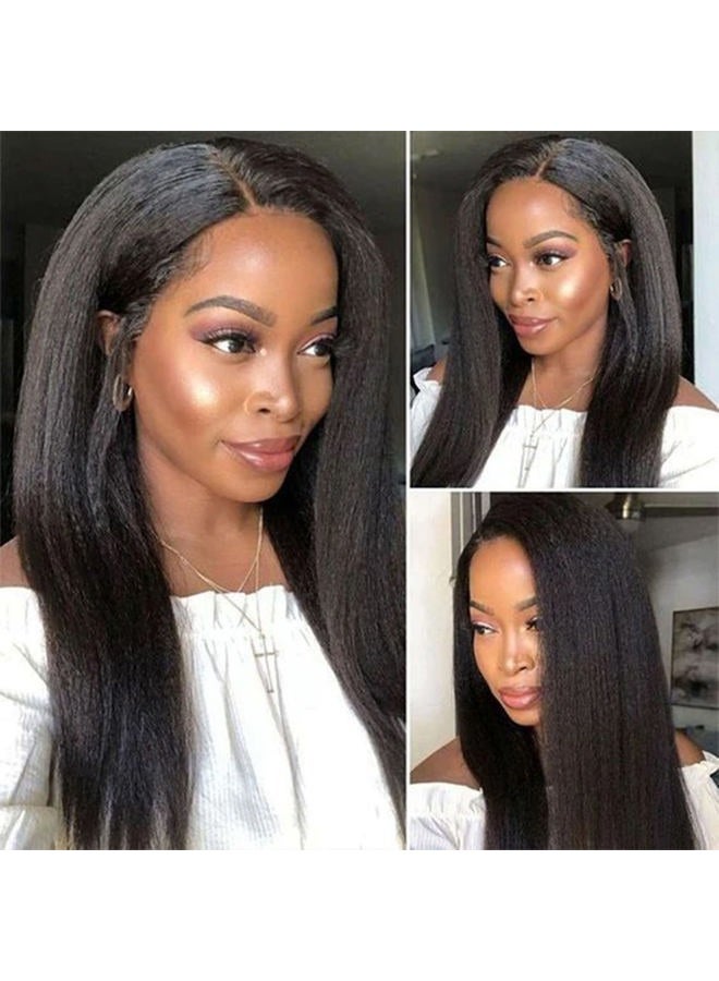 DAIMER Kinky Straight Human Hair 3 Bundles 100G/Pcs Yaki Straight Human Hair Bundle Unprocessed Brazilian Virgin Hair Extensions Double Weft Bundles Sew In Hair Weave Natural Black 10 12 14Inch - Image 3