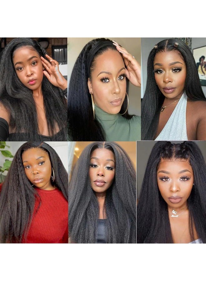 DAIMER Kinky Straight Human Hair 3 Bundles 100G/Pcs Yaki Straight Human Hair Bundle Unprocessed Brazilian Virgin Hair Extensions Double Weft Bundles Sew In Hair Weave Natural Black 10 12 14Inch - Image 4