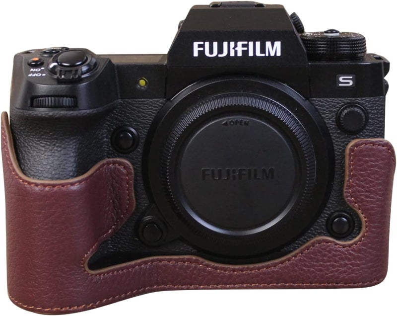 Rieibi Rieibi XH2S XH2 Case  Quality Genuine Leather Half Case for Fujifilm XH2S XH2 Digital Camera  Body Protective Grip Case for Fuji XH2s XH2  Textured Coffee - Image 1