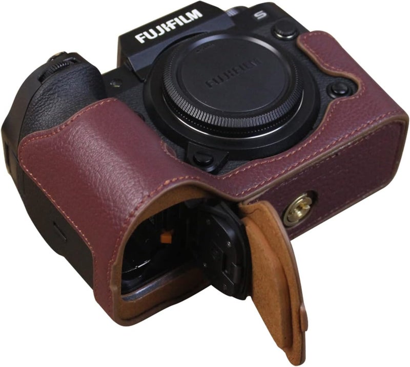 Rieibi Rieibi XH2S XH2 Case  Quality Genuine Leather Half Case for Fujifilm XH2S XH2 Digital Camera  Body Protective Grip Case for Fuji XH2s XH2  Textured Coffee - Image 3
