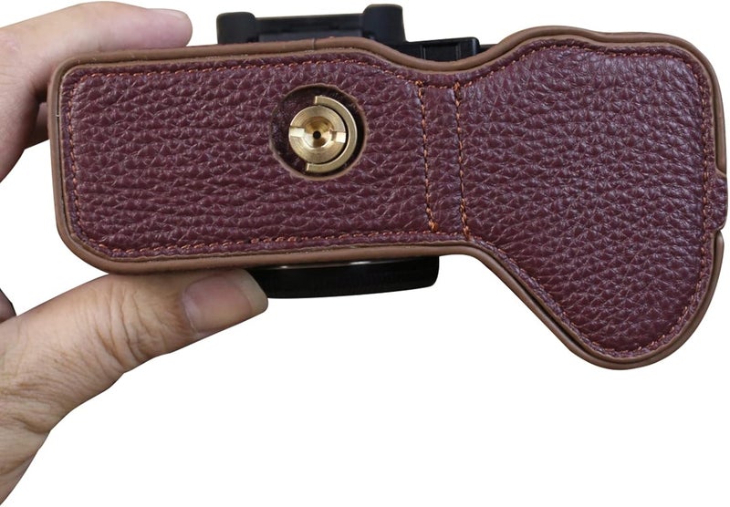 Rieibi Rieibi XH2S XH2 Case  Quality Genuine Leather Half Case for Fujifilm XH2S XH2 Digital Camera  Body Protective Grip Case for Fuji XH2s XH2  Textured Coffee - Image 4
