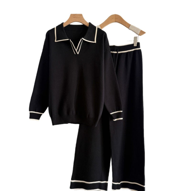 Fashion Knit Two-Piece Set High-Waist Slim Fit Casual Lounge Suit for Women - Image 5