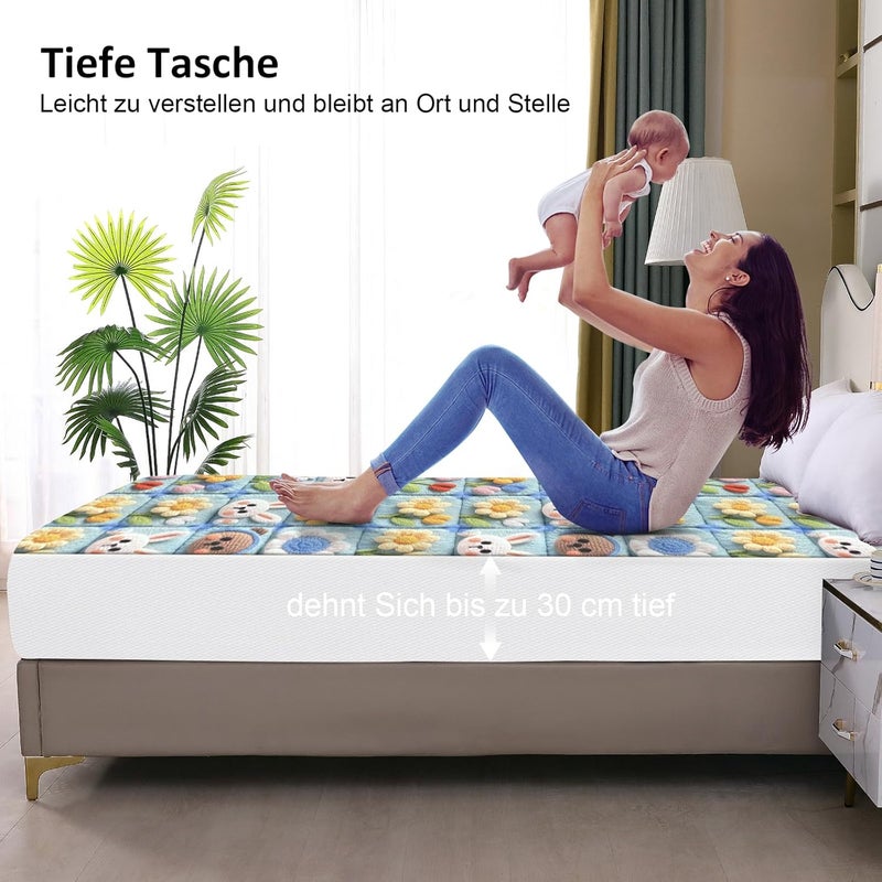 ohano 5D Effect Waterproof Mattress Protector 200 x 200 cm Fitted Sheet, Waterproof and Breathable Mattress Cover, Incontinence Pad, Moisture Protection, Fitted Sheet, for All Seasons - Image 4