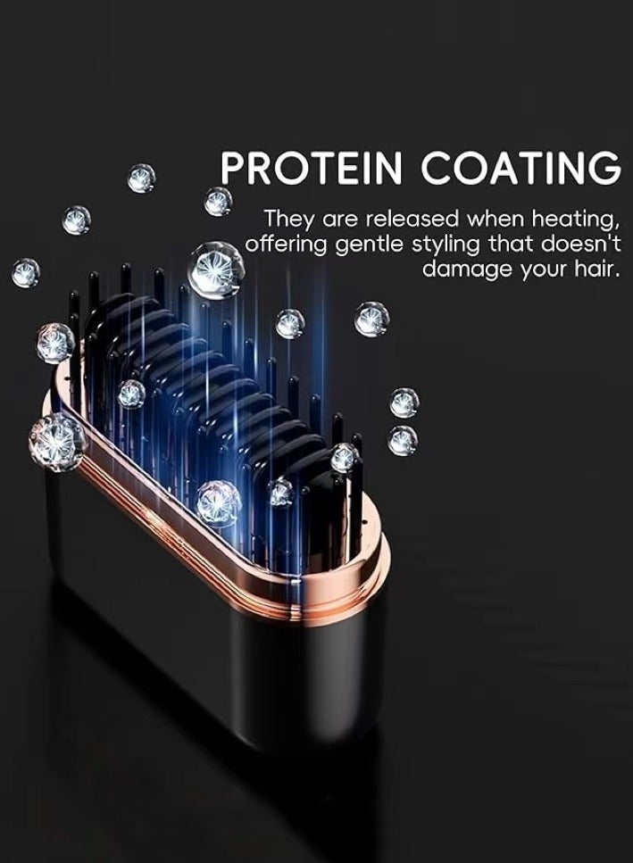 Cordless Hair Straightener Brush, Fast Heating, USB Rechargeable, Portable Hair Straightening Comb, Negative Ion Hair Straightener, Styling and Detangling Hair in One Go, Protein Coating for Frizz-Free Shine, Salon Styling Tool, Anti-Burn, Man's Beard straightener, Hair Straightener - Image 5