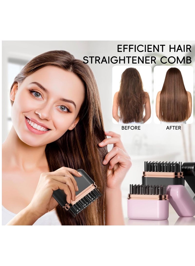 Cordless Hair Straightener Brush, Fast Heating, USB Rechargeable, Portable Hair Straightening Comb, Negative Ion Hair Straightener, Styling and Detangling Hair in One Go, Protein Coating for Frizz-Free Shine, Salon Styling Tool, Anti-Burn, Man's Beard straightener, Hair Straightener - Image 1