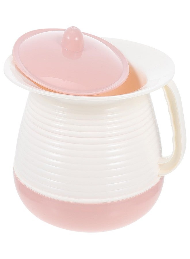 KALLORY Portable Spittoon with Lid Small Covered Chamber Pot 8.27X7.28X5.51 Inches for Elderly Kids Lightweight Plastic Urinal for Home Hospital Use Easy to Clean - Image 1