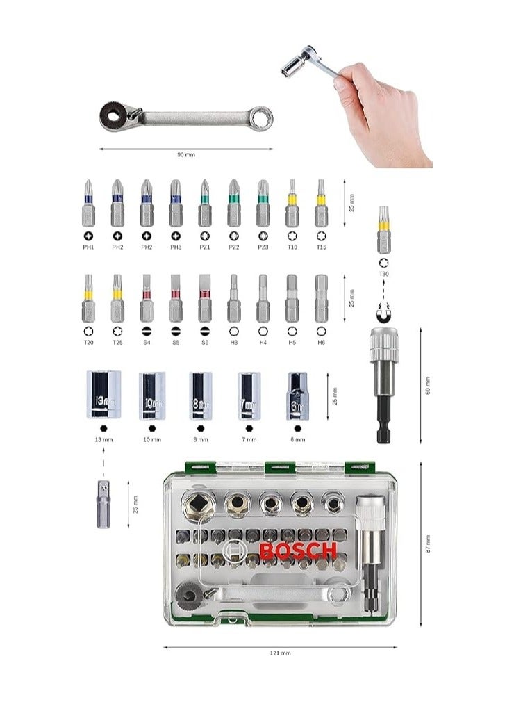 BOSCH 27-Piece Screwdriver Bits and Adapter Set – 2607017160 - Image 2
