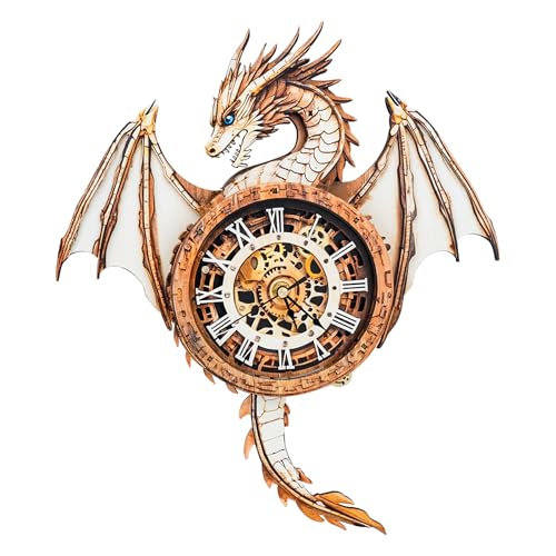 Artipuz 3D Wooden Puzzles for Adults Dragon Clock 3D Puzzles Art and Craft Kits Unique Shape Wood Clock for Adults Handmade Model Building Kit DIY Hobbies Gifts for Family Wall Art Home Decor - Image 1