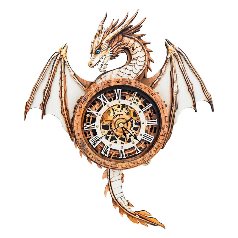 Artipuz 3D Wooden Puzzles for Adults Dragon Clock 3D Puzzles Art and Craft Kits Unique Shape Wood Clock for Adults Handmade Model Building Kit DIY Hobbies Gifts for Family Wall Art Home Decor - Image 3