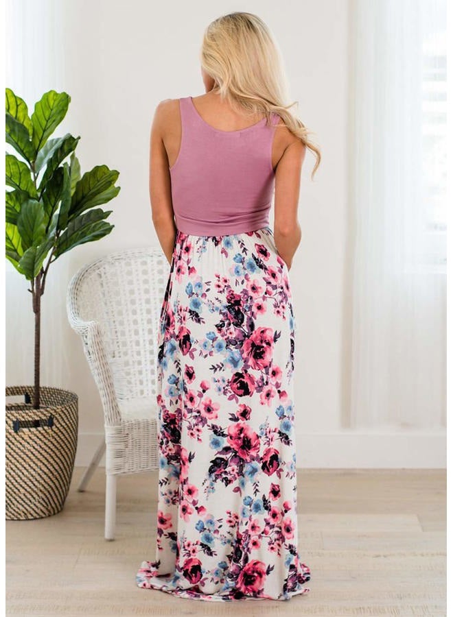 Askwind Mommy and Me Dresses Casual Floral Family Outfits Summer Matching Maxi Dress, Purple, 5-6 Years - Image 3