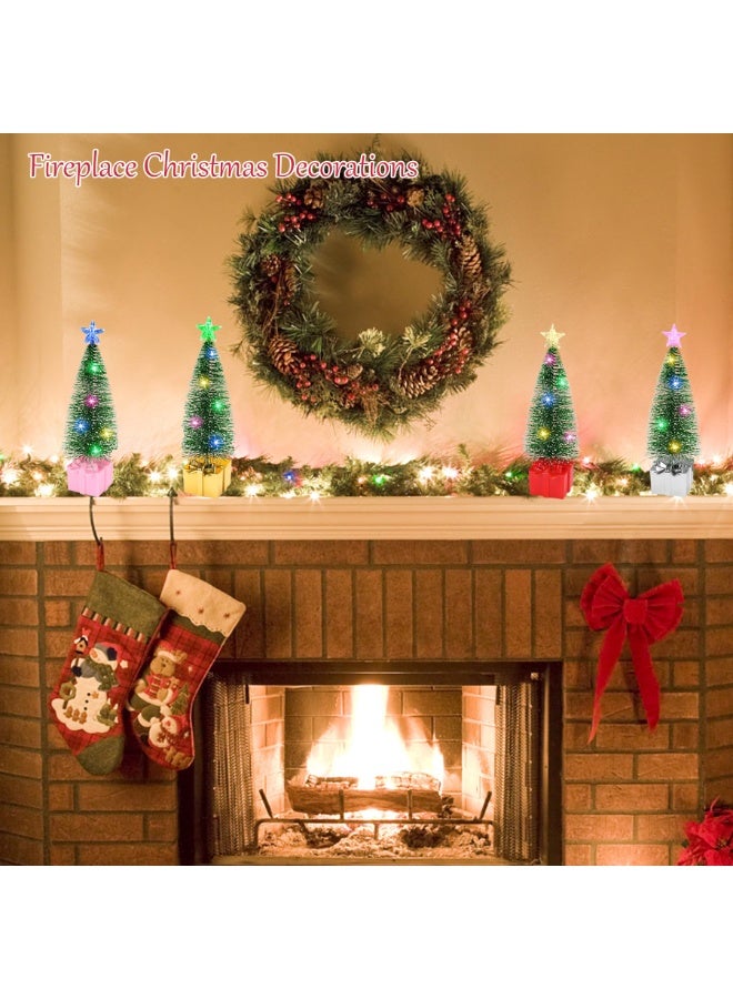 تشيلور شجرة عيد ميلاد صغيرة مع أضواء، عبوة من 4 أشجار عيد ميلاد صغيرة، أشجار قرية عيد الميلاد مع أضواء خيطية لتزيين عيد الميلاد، طاولة حفلات عيد الميلاد الداخلية، أعمال يدوية لعيد الميلاد. - Image 4