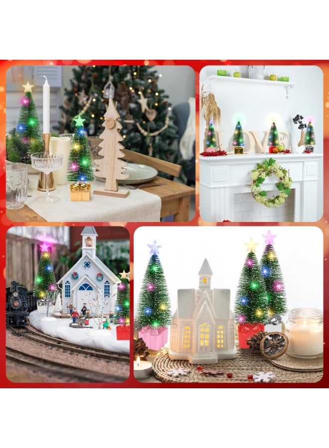 تشيلور شجرة عيد ميلاد صغيرة مع أضواء، عبوة من 4 أشجار عيد ميلاد صغيرة، أشجار قرية عيد الميلاد مع أضواء خيطية لتزيين عيد الميلاد، طاولة حفلات عيد الميلاد الداخلية، أعمال يدوية لعيد الميلاد. - Image 5