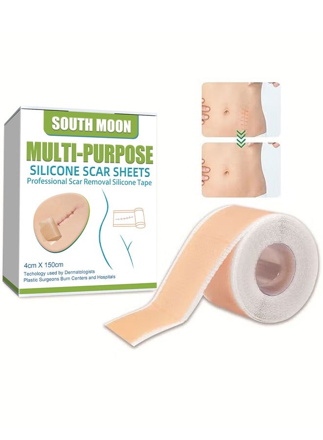 SOUTH MOON Silicone Scar Sheets, Fade Scars Efficient Cosmetic Scar Removal For Cesarean Section Burn Scars And Other Scars Left Behind Gel Painless Tape Roll (4cm X 1.5m) - Image 1