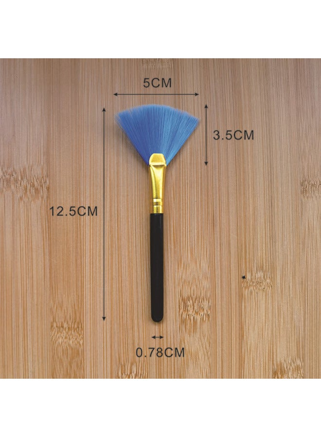 Loquat Computer Cleaning Brush Flat Rod Round Rod Fan Brush Five Finger Brush Large Head Brush Telescopic Brush Keyboard Brush Small Household Appliance Dust Brush-Color:Round Rod Yellow Tube Blue Hair Fan - Image 1
