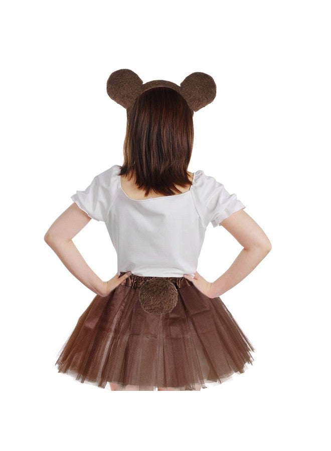 Jmkcoz Kids Animal Brown Bear Costume Bear Ears Headband Bowtie Tail Tutu Skirt Animal Fancy Costume Kit Halloween Cosplay Party Accessories for Girls Boys - Image 5