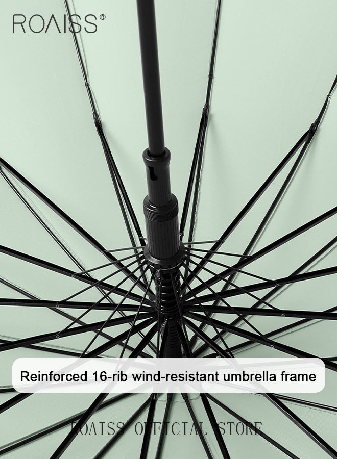 roaiss Unisex Multifunctional Long Handle Umbrella with High Density Canopy and Reinforced Fiberglass Ribs for Wind and Rain Protection Curved Hook Wooden Handle for Easy Grip 16 Rib Design for Rain and Sun - Image 4