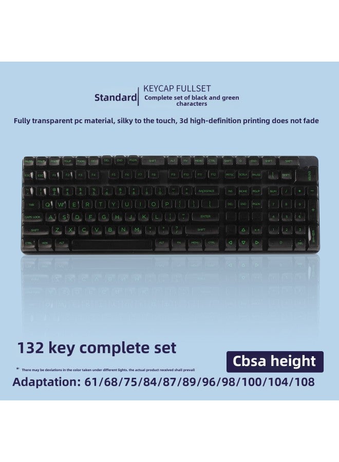 Push Plate Out Die Boneless Horn Glue PC Material Mechanical Keyboard Applicable-Color:CBSA Standard Black And Green | 132 Key-Boxed - Image 1
