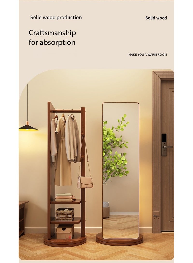 Floor solid Wood Dressing Mirror With Coat Rack Luxury Modern 360° Rotating Wood Full Body Length Mirror for Living Room and Bedroom - Image 5