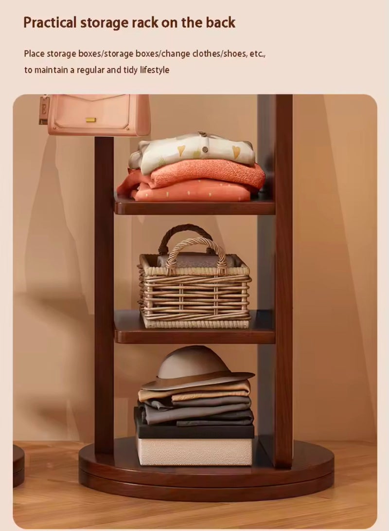 Floor solid Wood Dressing Mirror With Coat Rack Luxury Modern 360° Rotating Wood Full Body Length Mirror for Living Room and Bedroom - Image 3