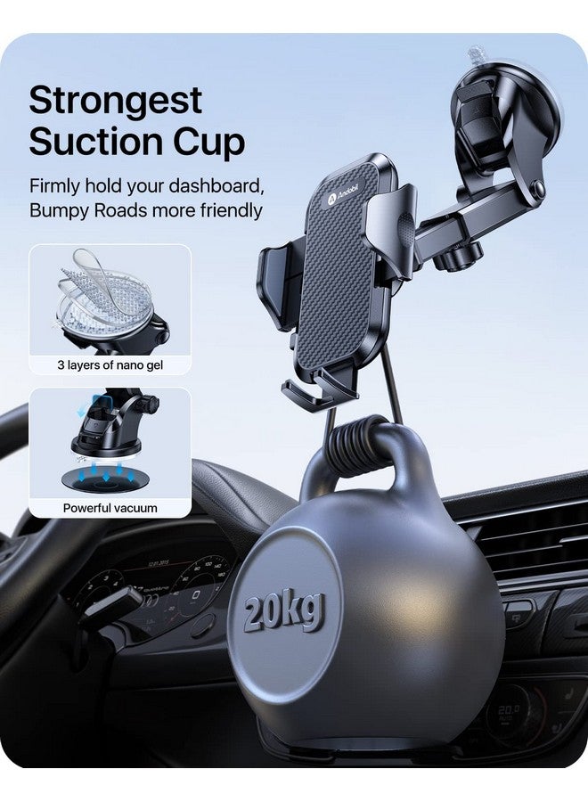 andobil Phone Mount For Car (Bumpy Roads Friendly) Military Grade Car Phone Holder Mount Universal Phone Holder For Your Car Dashboard Windshield Vent Fits Iphone 15 14 13 12 Pro Max Samsung S24 Ultra - Image 3
