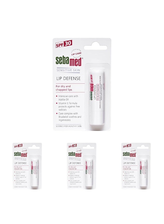 SebaMed Lip Defense Lip Balm With Spf 30 + Vit E | Regenerates Dry, Chapped Lips | Intensive Care With Vit E, Jojoba Oil & Chamomile | Clinically Tested | 4.8 Gm, White | Pack of 4 - Image 1