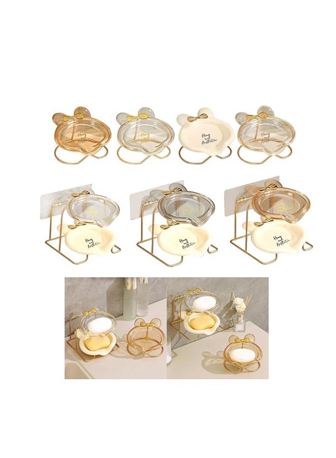 Acrylic Soap Dish with Rustproof Metal Holder - Stylish and Practical in Honey Color T - Image 1