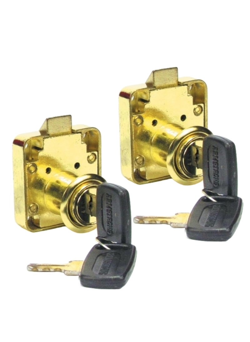 ROBUSTLINE Armstrong lock for Drawer/Cabinet/Cupboard - Single Turn - 507 (25mm, Pack of 2, Brass Plated) 
