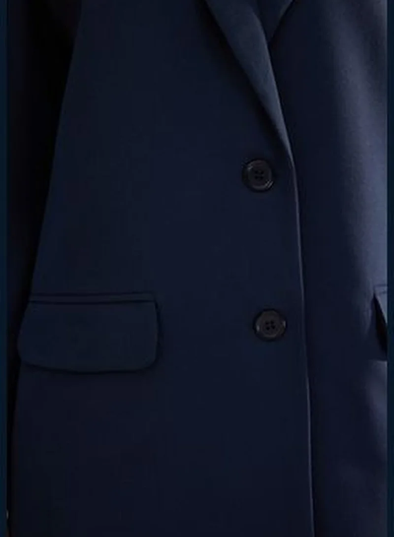 trendyol Navy Blue Premium Oversize Lined Woven Blazer Jacket TWOAW24BC00046
