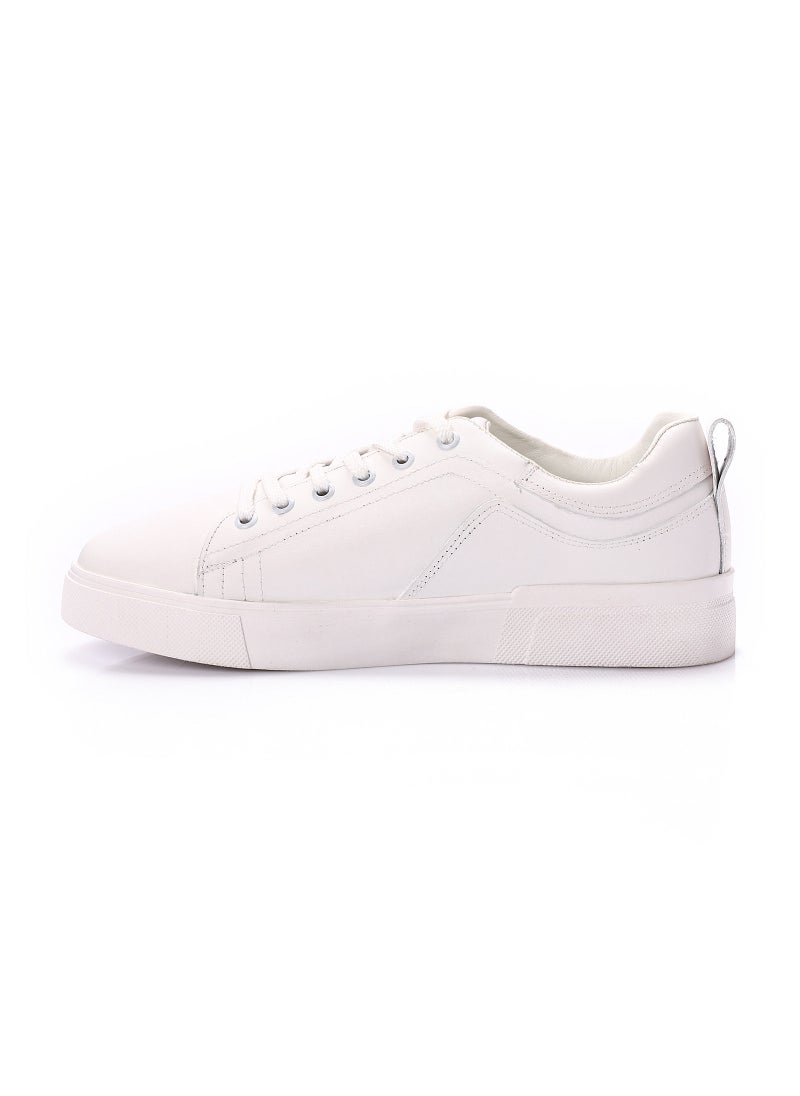 Mr.joe - Genuine Leather Men Lace Up Sneakers - White - Image 1