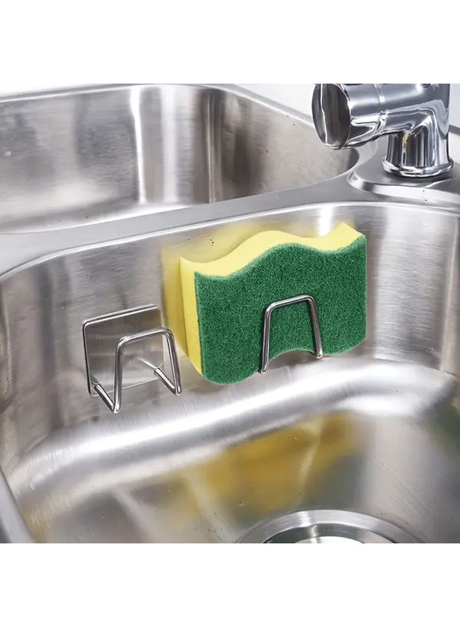 3pcs Stainless Steel Sponge Holder Wall Mounted Sink Drain Rack Soap Holder - Image 4