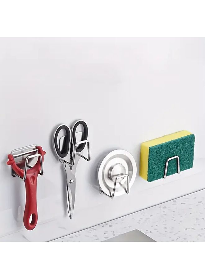 3pcs Stainless Steel Sponge Holder Wall Mounted Sink Drain Rack Soap Holder - Image 5