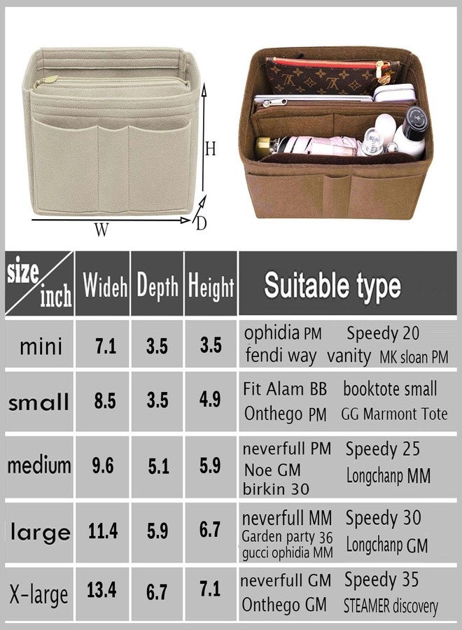 Lckaey Purse Organizer Handbag & Tote Shaper For Speedy Neverfull Totebag Felt Bag Insert3032beige-mini - Image 5