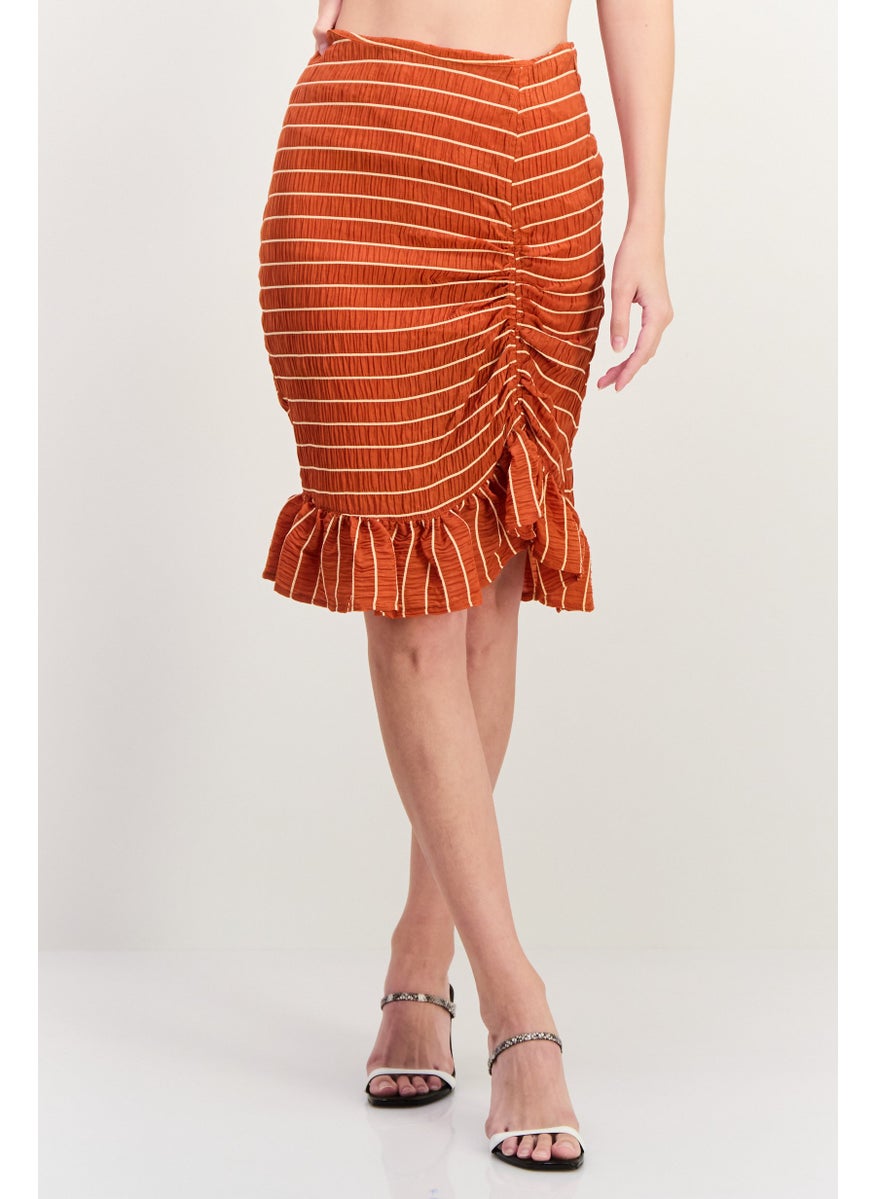 Scotch & Soda Women Plaid Basic Mini Skirt, Rust  - Image 1