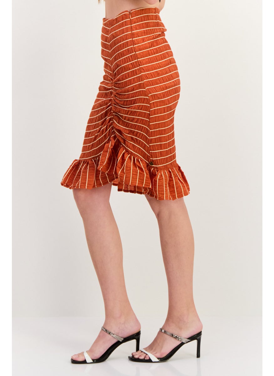 Scotch & Soda Women Plaid Basic Mini Skirt, Rust  - Image 3