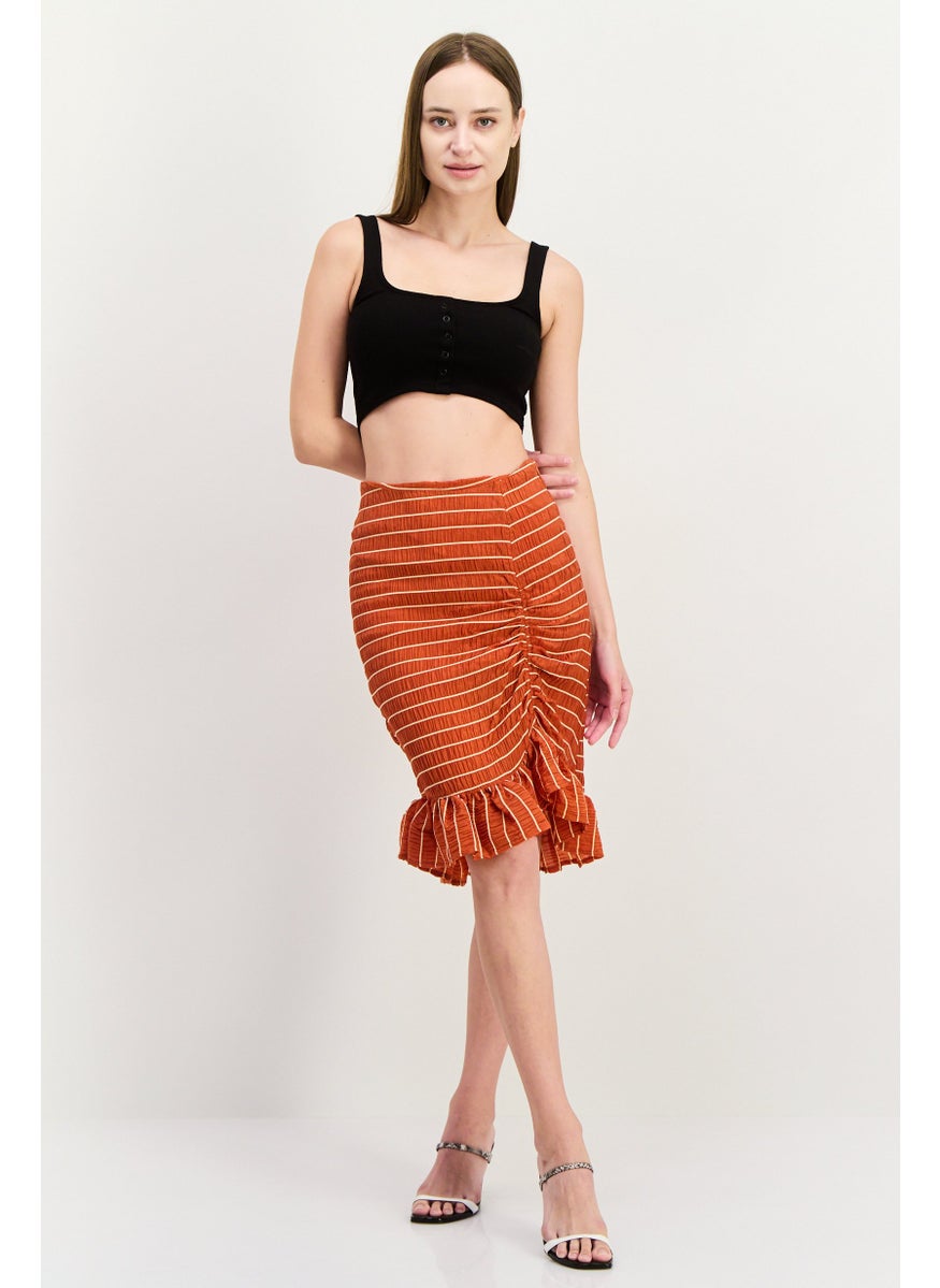 Scotch & Soda Women Plaid Basic Mini Skirt, Rust  - Image 4