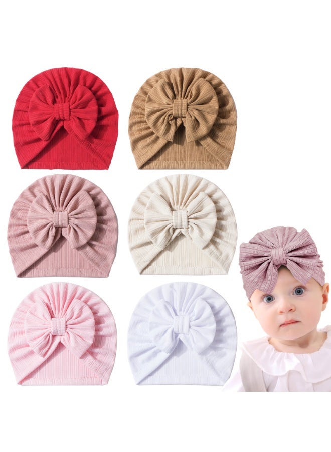 Baby Soft Turban Hats 6 Pieces Infant Hat Girls Boys Knotted Cap Beanies Headband Children Kids Head-Wear Newborn - Image 1