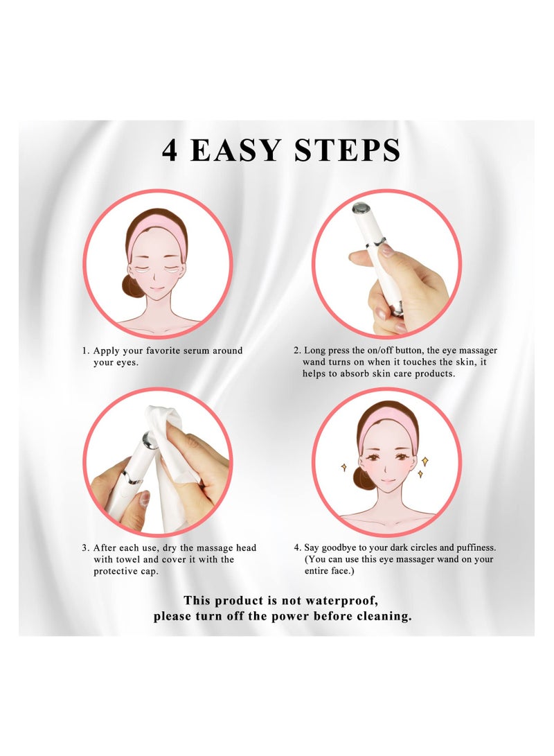 Generic Eye Massager Wand, Chargeable Facial Massager with Eye Body Massage face Vibrating Treatment for Relieving Eyes Dark Circles, Eye Bags, Puffiness, Fatigue, Skin Care Product Absorption (White)  - Image 2