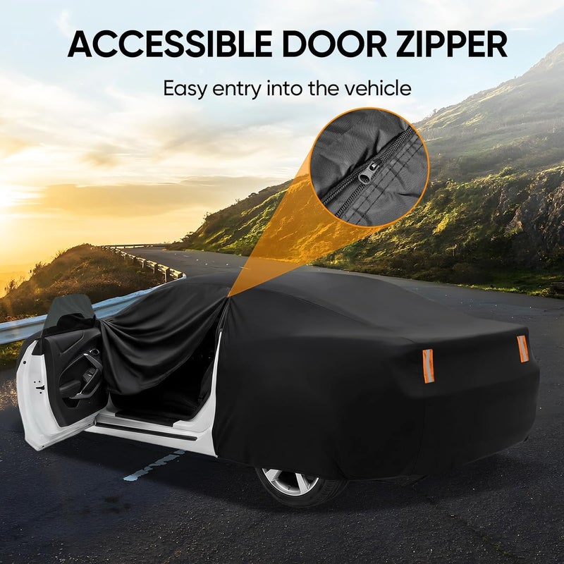 NEVERLAND Car Cover Waterproof All Weather Custom Fit for Chevy Camaro 2010-2026, Heavy Duty Outdoor Full Exterior Cover for Automobiles, Sun Rain UV Dust Snow Protection with Door Zipper - Image 5