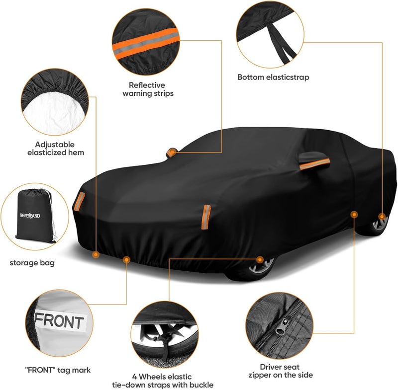 NEVERLAND Car Cover Waterproof All Weather Custom Fit for Chevy Camaro 2010-2026, Heavy Duty Outdoor Full Exterior Cover for Automobiles, Sun Rain UV Dust Snow Protection with Door Zipper - Image 3