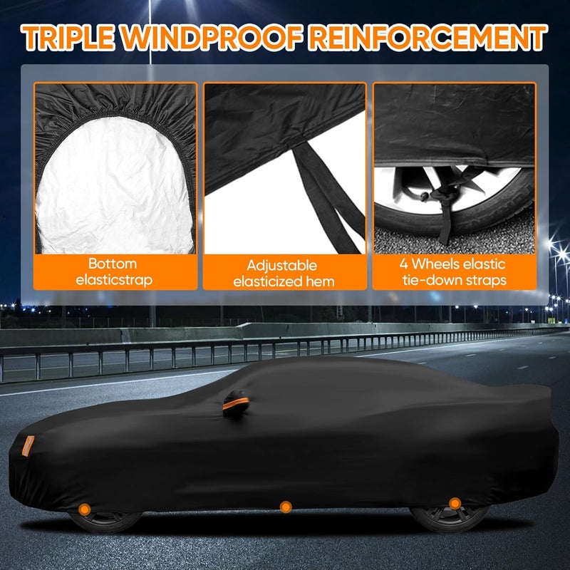 NEVERLAND Car Cover Waterproof All Weather Custom Fit for Chevy Camaro 2010-2026, Heavy Duty Outdoor Full Exterior Cover for Automobiles, Sun Rain UV Dust Snow Protection with Door Zipper - Image 4