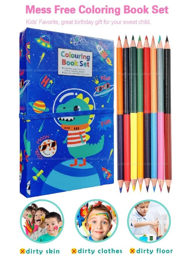 FunBlast Cartoon Colouring Book with 8 Double Side Colour Pencils, Art and Craft Drawing Color Book Set for 3+ Years Old Boys, Girls Toddlers, Return Gift for Kids (Random Color and Print) - Image 3