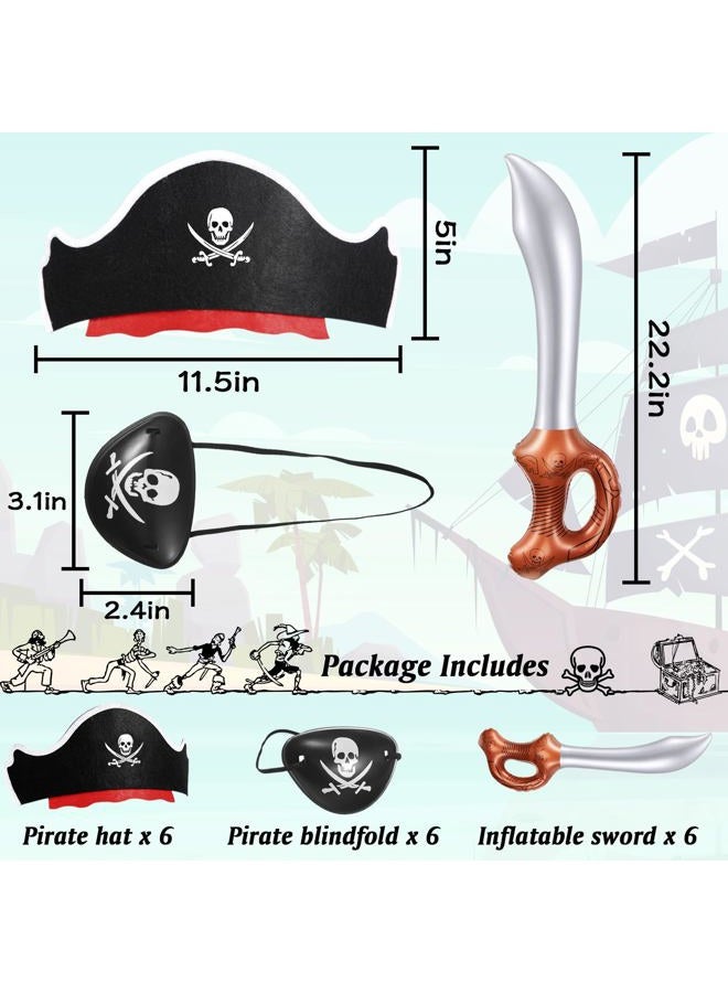 Legigo 18 Pcs Funny Pirate Party Set- Pirate Kids' Party Cosplay Supplies Include 6 Felt Pirate Hats, 6 Pirate Eye Patches, 6 Inflatable Swords for Caribbean Fancy Dress Cosplay Party Stage Prop - Image 2