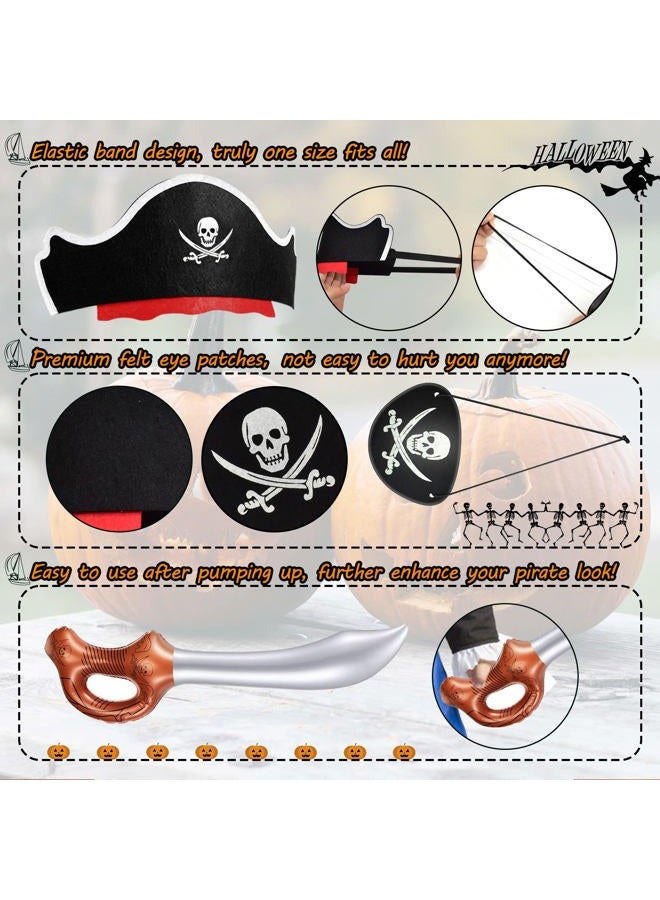 Legigo 18 Pcs Funny Pirate Party Set- Pirate Kids' Party Cosplay Supplies Include 6 Felt Pirate Hats, 6 Pirate Eye Patches, 6 Inflatable Swords for Caribbean Fancy Dress Cosplay Party Stage Prop - Image 3