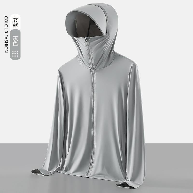 Generic UPF50+ Breathable Sun Protection Unisex Fishing Shirt Grey-Female/Plain