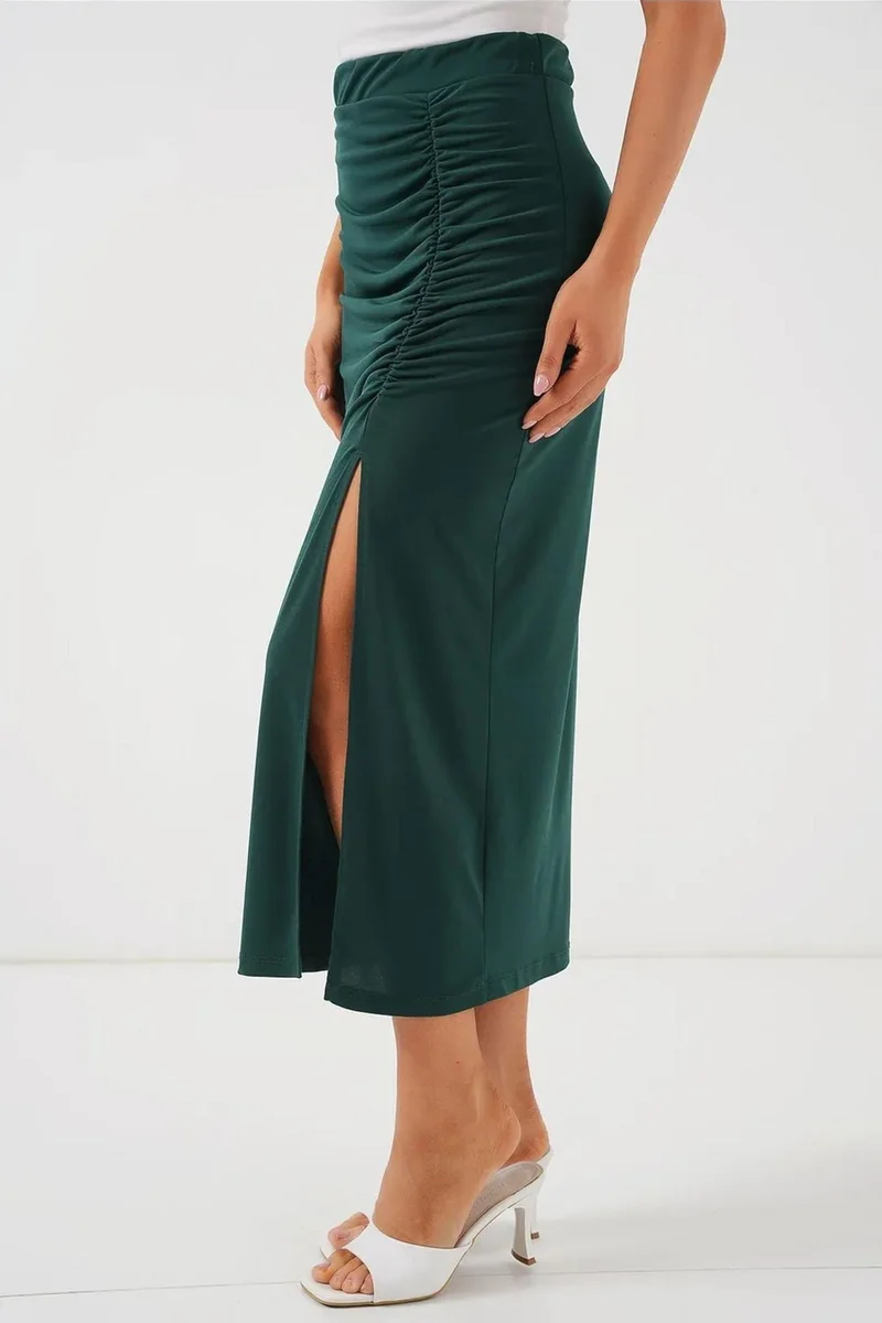 Big Dart Emerald Green BDART Maxi Fitted Jersey Skirt with Elastic Waist for Women | Best Price UAE