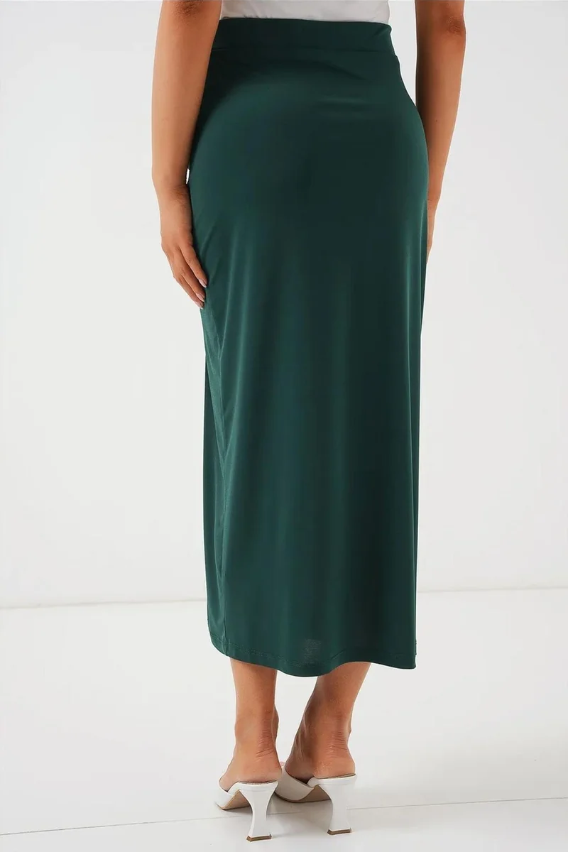 Big Dart Emerald Green BDART Maxi Fitted Jersey Skirt with Elastic Waist for Women | Best Price UAE