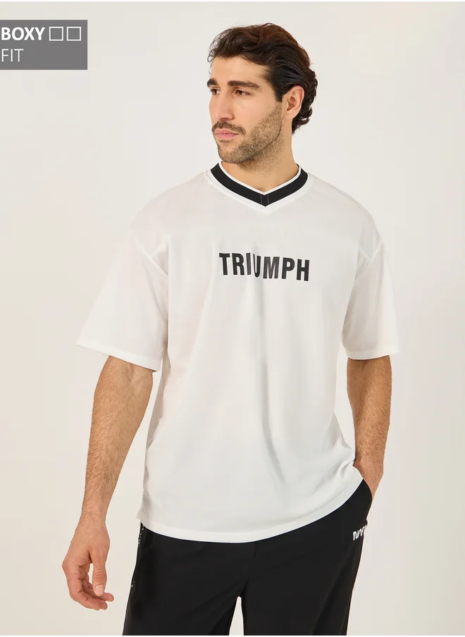 Styli Styli Front and Back Varsity Print Boxy T-Shirt