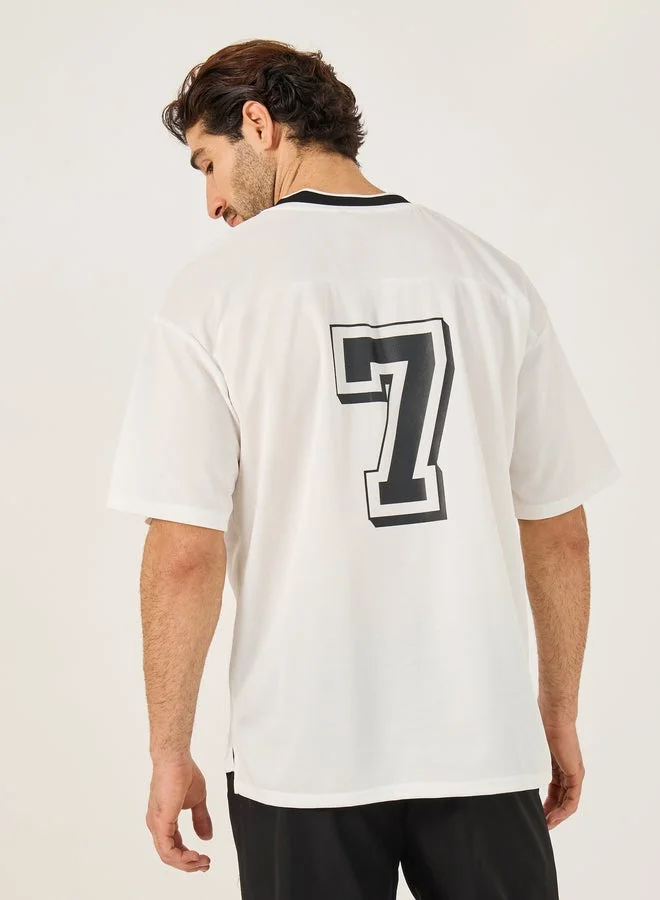 Styli Styli Front and Back Varsity Print Boxy T-Shirt