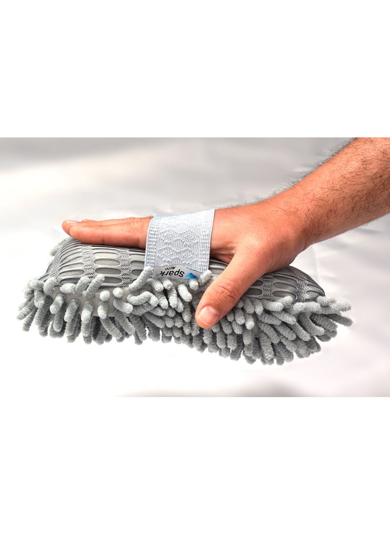 Spark - 7040 Chenille Car Wash Sponge and Polikur 3356 Microfiber Chamois Car Drying Cloth (Set of 2) - Image 1