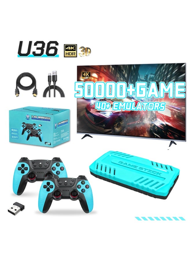 New U36 Game Stick with 128GB 50000+ Retro Games, TV Handheld Game Console with Wireless Gamepads,Video Game HD Output,Gift - Image 1
